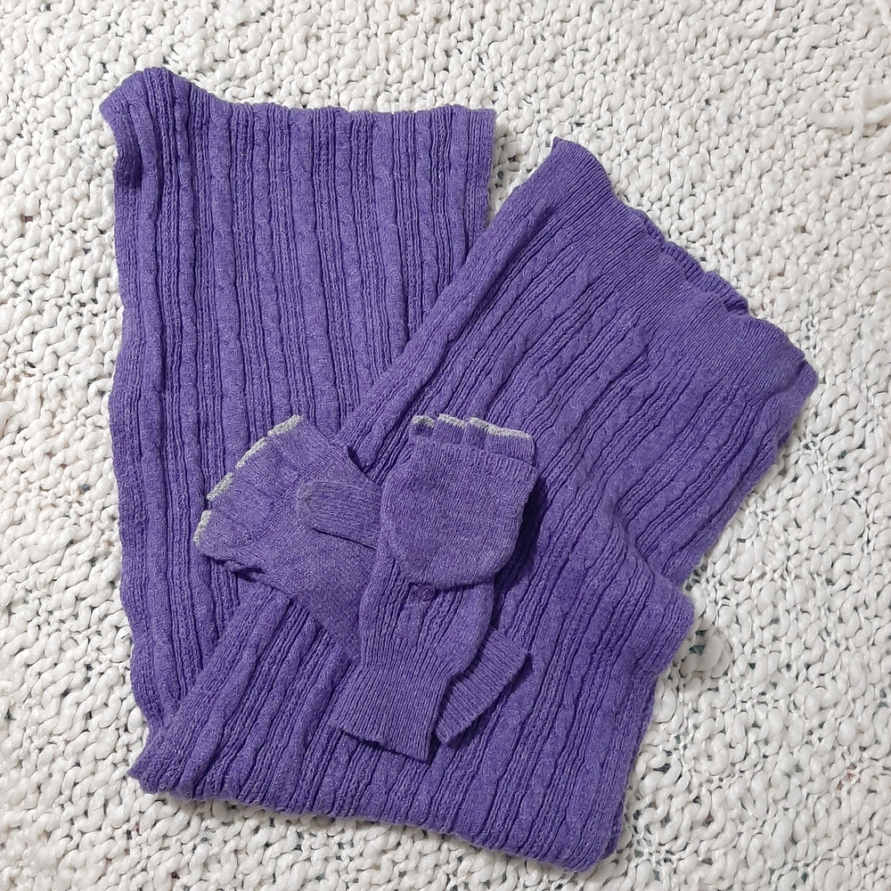 American Eagle Outfitters Lavender Knit Scarf & Convertible Mittens